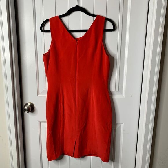 Vintage Pat Argenti Red Silk Sleeveless Sheath Dress Cocktail Party Size 10 - Picture 2 of 4